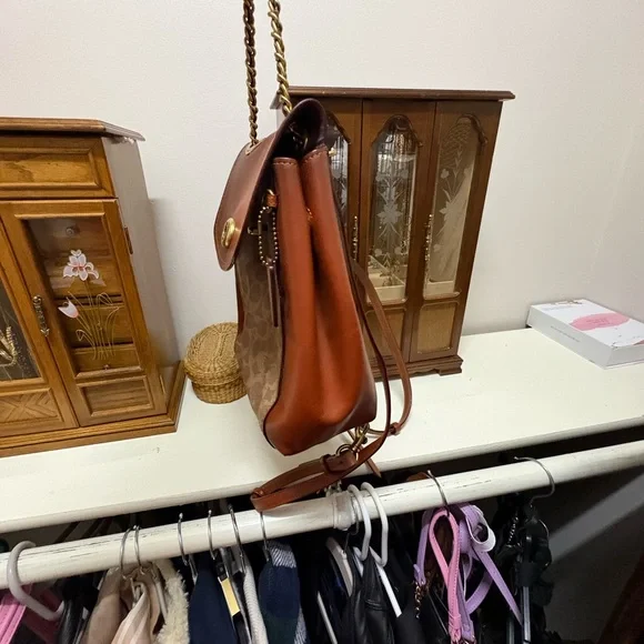 Coach Signature Canvas and Leather Backpack - Brown - Picture 6 of 7